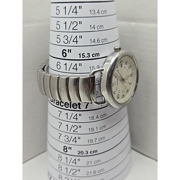 Timex T2P015 Camper Indiglo 37mm Quartz White Dial Date Silver Tone New Battery - Picture 5 of 13